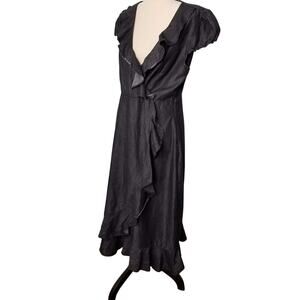 Denim-Look Ruffle Wrap Style Dress – Size L